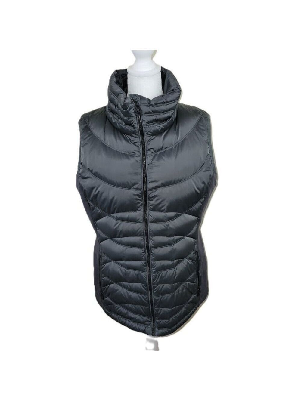 Michael Kors Down Filled Puffer Vest Long Dark Gray Winter Women's Size L